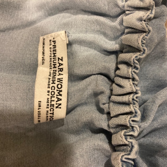 Zara Women Chambray Denim Off Shoulder Ruffle Dres - Picture 5 of 5